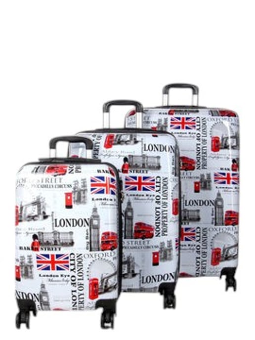 Expanderbart hårt skal Vit London Print 8 Wheels Resbagage Cabin Resväska Set - Image 4