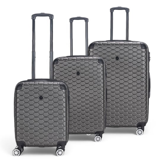Expandable Charcoal Black Hard Shell ABS 8 Wheel Luggage Travel Cabin Holiday Bags Suitcase Set - Image 4