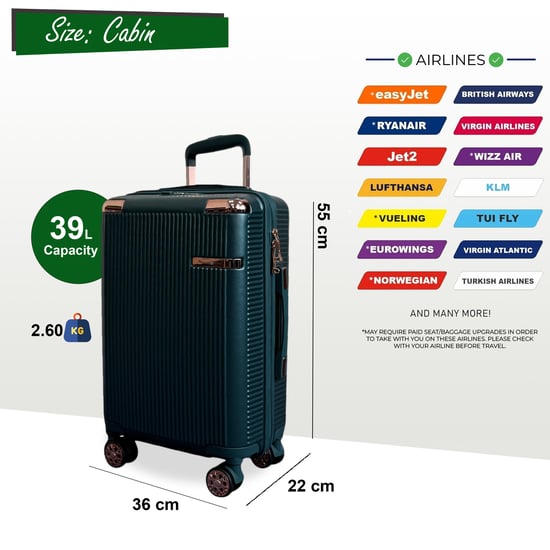 Hard Shell Cabin 55 x 36 x 22 cm PC Suitcase Luggage Suitable for Easyjet, Ryanair - Image 2