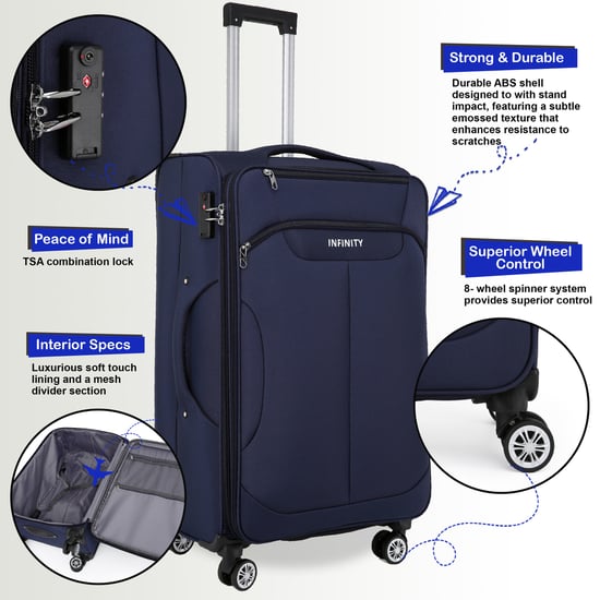Blauwe zachte koffer 8-wiel bagageset TSA lichte handbagage handbagage - Image 3