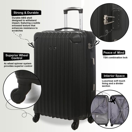 Hard Shell Black ABS 8 Wheels Underseat Cabin Luggage Suitcase - Image 3