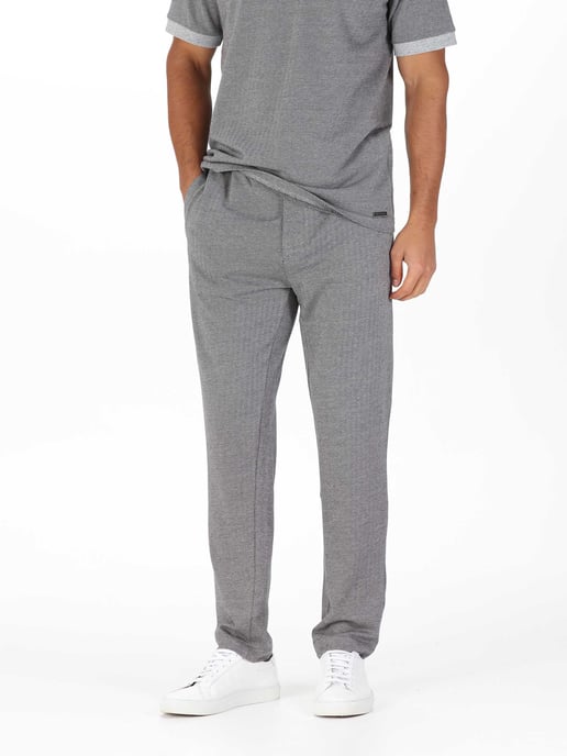 Luke 1977 Men's Genil Smart Herringbone Joggers in Grey - Image 3