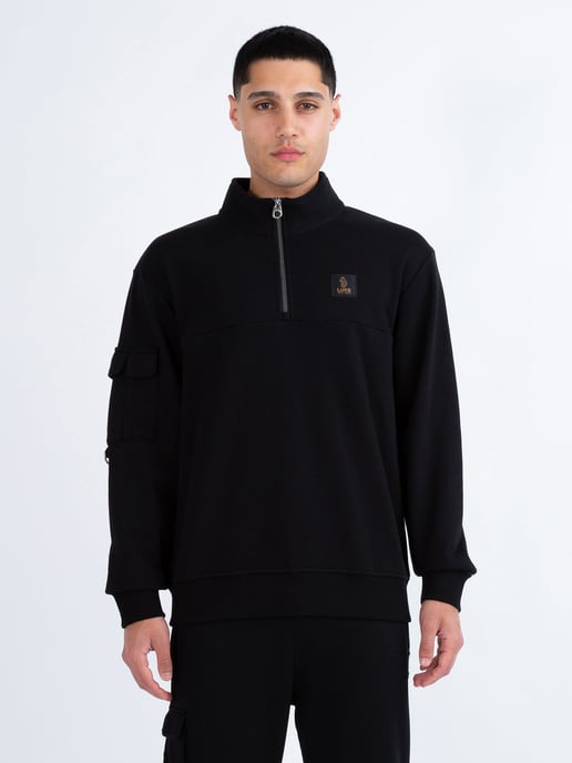 Luke 1977 Men's Davao Zip Neck Sweatshirt in Black - Image 1