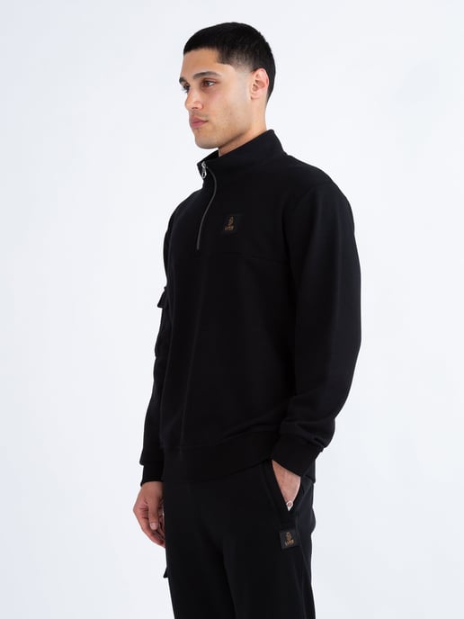 Luke 1977 Men's Davao Zip Neck Sweatshirt in Black - Image 3