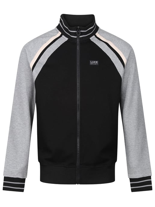 Luke 1977 Men's Malone Zip Through Textured Sweatshirt in Black - Image 2