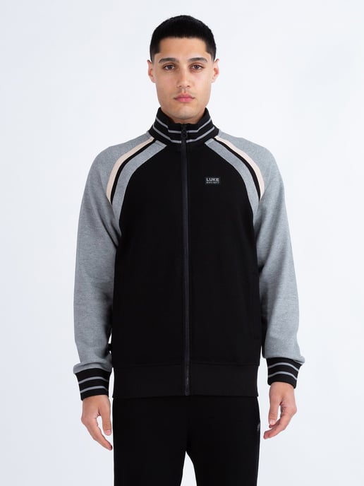 Luke 1977 Men's Malone Zip Through Textured Sweatshirt in Black - Image 3