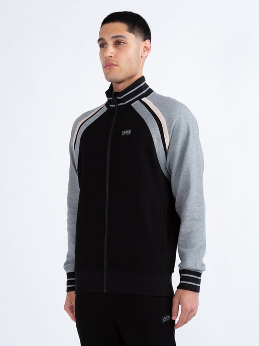 Luke 1977 Men's Malone Zip Through Textured Sweatshirt in Black - Image 4