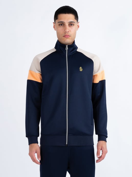 Luke 1977 Men's Kas 3 Zip Through Funnel Neck Sweatshirt in Blue - Image 1