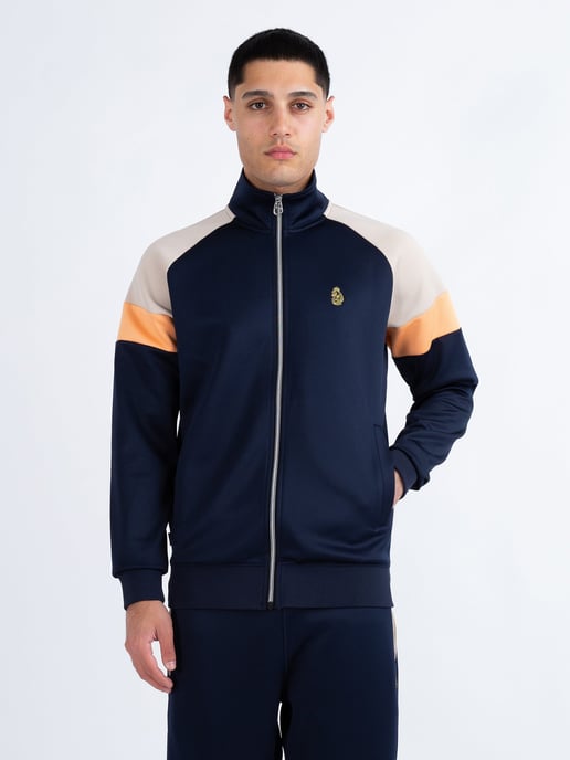 Luke 1977 Men's Kas 3 Zip Through Funnel Neck Sweatshirt in Blue - Image 3