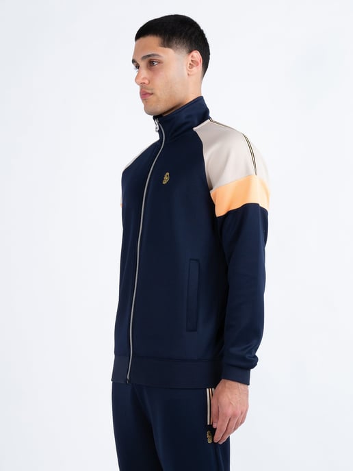 Luke 1977 Men's Kas 3 Zip Through Funnel Neck Sweatshirt in Blue - Image 4