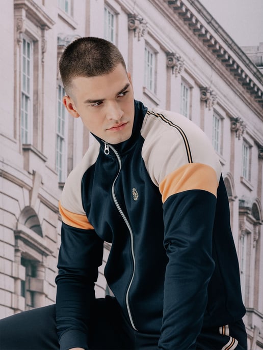 Luke 1977 Men's Kas 3 Zip Through Funnel Neck Sweatshirt in Blue - Image 6