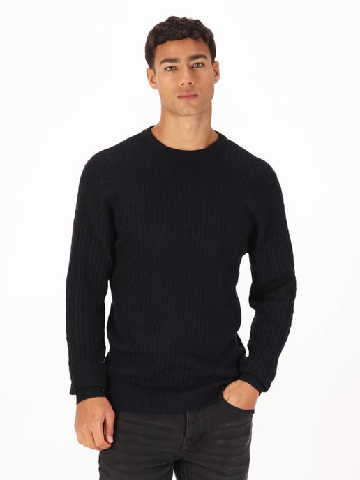 Luke 1977 Men's The Hamptons Textured Knitted Jumper in Black - Image 1