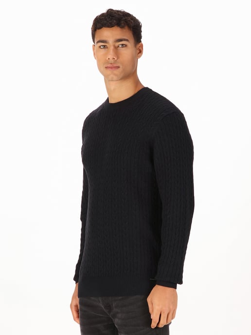 Luke 1977 Men's The Hamptons Textured Knitted Jumper in Black - Image 3