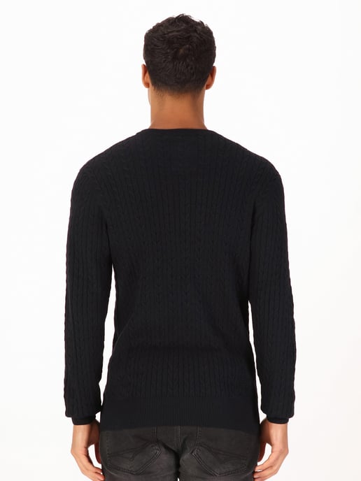 Luke 1977 Men's The Hamptons Textured Knitted Jumper in Black - Image 4
