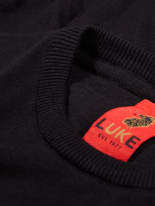 Luke 1977 Men's Noah Super Fine Crew Knit Jumper in Black - Image 6