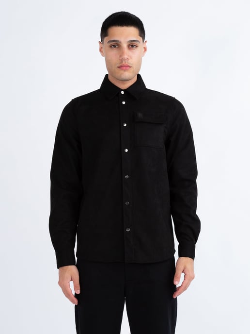 Luke 1977 Men's Donovan 1000 Premium Faux Suede Overshirt in Black - Image 3