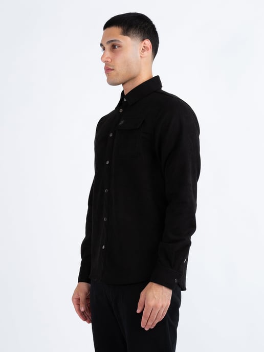Luke 1977 Men's Donovan 1000 Premium Faux Suede Overshirt in Black - Image 4