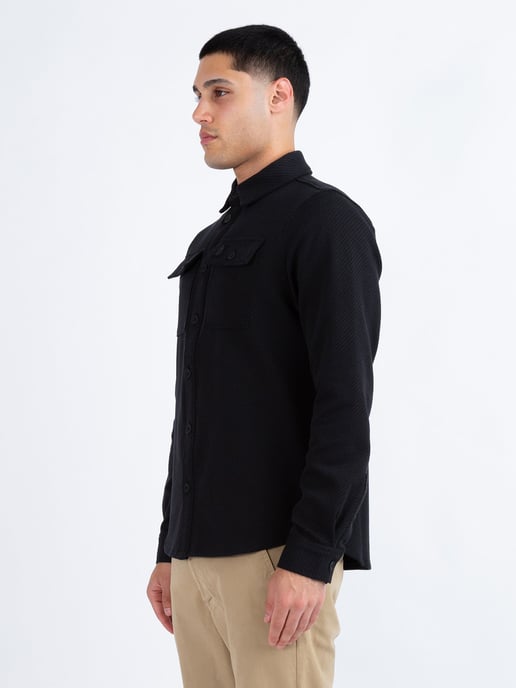 Luke 1977 Men's Haines Premium Textured Twin Pocket Overshirt in Black - Image 4