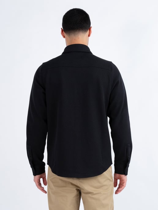 Luke 1977 Men's Haines Premium Textured Twin Pocket Overshirt in Black - Image 5