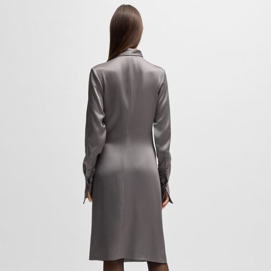 Women's Boss Bascarva Long Sleeve Scarf Neckline Dress in Grey - Image 2
