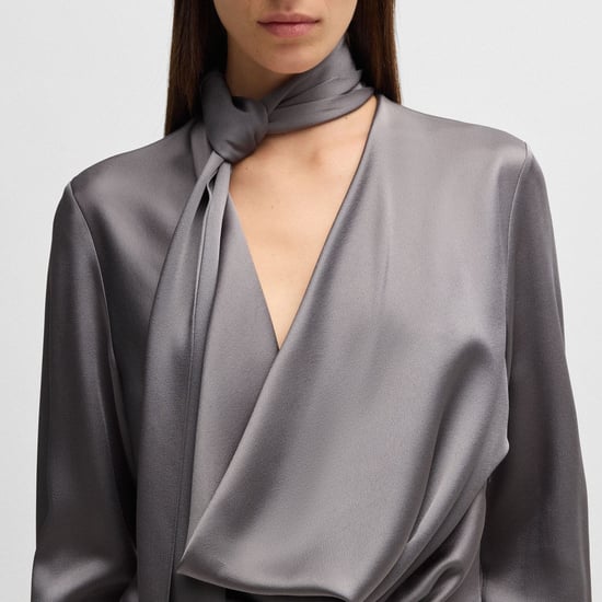 Women's Boss Bascarva Long Sleeve Scarf Neckline Dress in Grey - Image 3