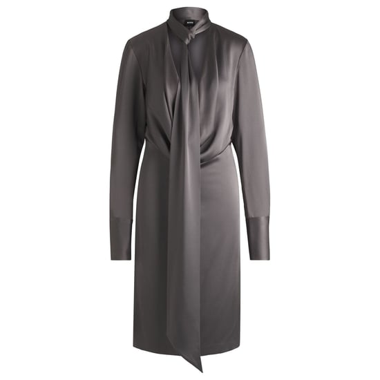 Women's Boss Bascarva Long Sleeve Scarf Neckline Dress in Grey - Image 4