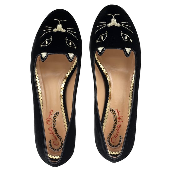 Charlotte Olympia Kitty Ballerinaskor i Svart Sammet - Image 3