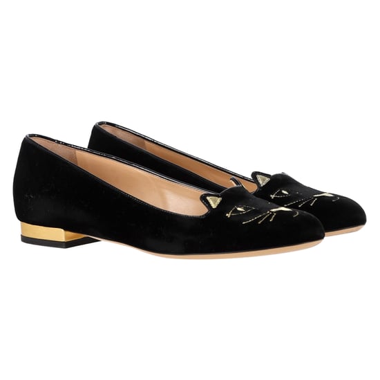 Charlotte Olympia Kitty Ballerinaskor i Svart Sammet - Image 4
