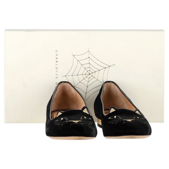 Charlotte Olympia Kitty Ballerinaskor i Svart Sammet - Image 6