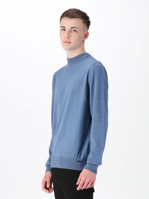 Luke 1977 Men's Jenson Funnel Neck Knitted Jumper in Blue - Image 3