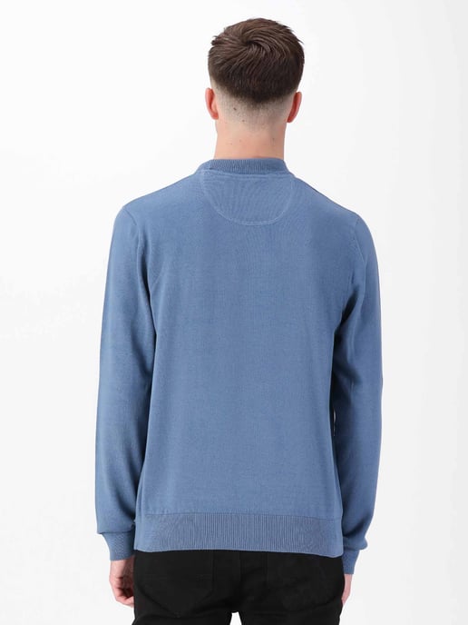 Luke 1977 Men's Jenson Funnel Neck Knitted Jumper in Blue - Image 4