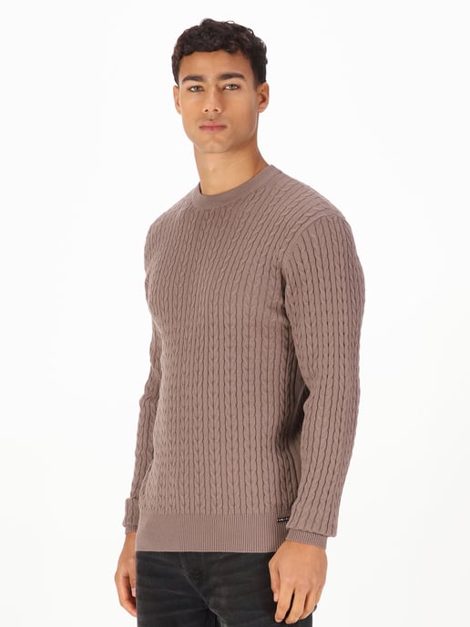 Luke 1977 Men's The Hamptons Textured Knitted Jumper in Brown - Image 3