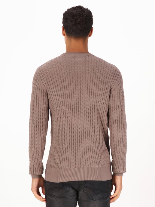 Luke 1977 Men's The Hamptons Textured Knitted Jumper in Brown - Image 4