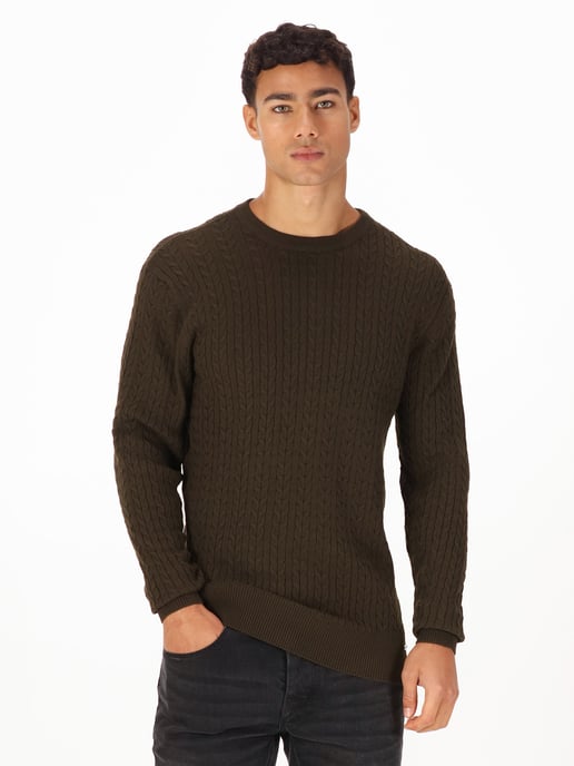 Luke 1977 Men's The Hamptons Textured Knitted Jumper in Green - Image 1