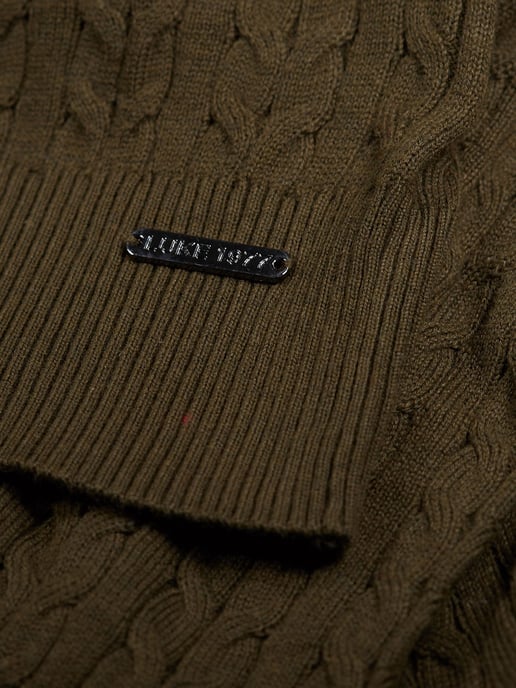 Luke 1977 Men's The Hamptons Textured Knitted Jumper in Green - Image 6