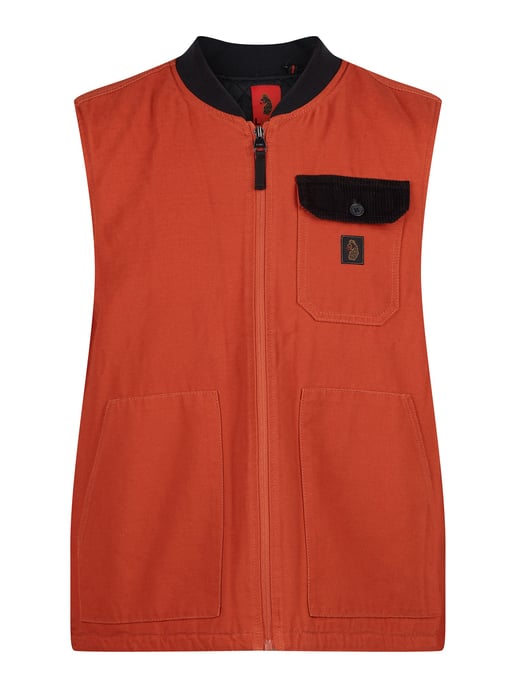 Luke 1977 Men's Vyrnwy Quilted Gilet in Orange - Image 2