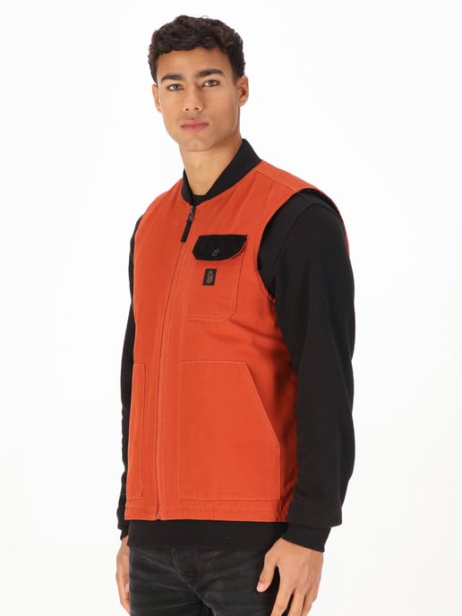 Luke 1977 Men's Vyrnwy Quilted Gilet in Orange - Image 3
