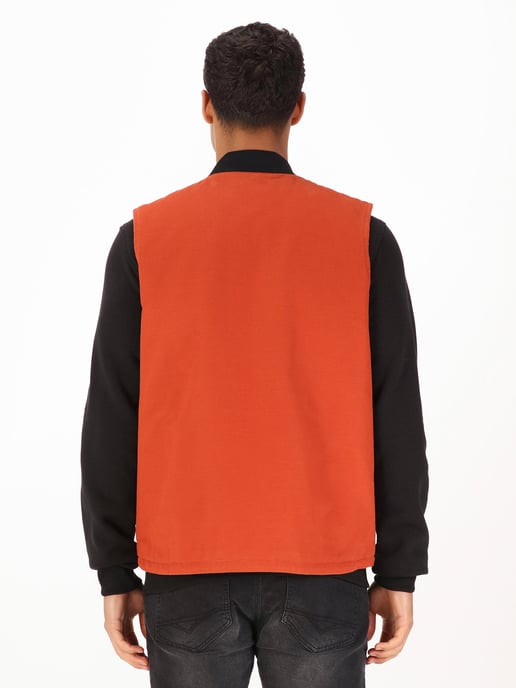 Luke 1977 Men's Vyrnwy Quilted Gilet in Orange - Image 4