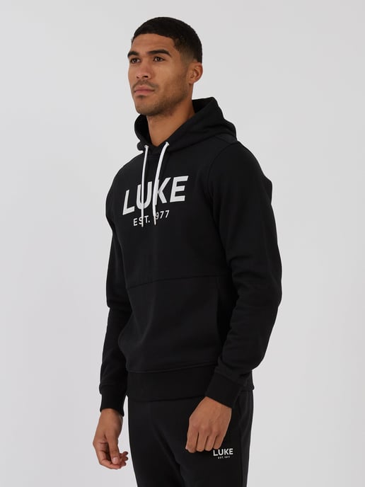 Luke 1977 Men's Grand Soft Cotton Relaxed Fit Overhead Hoodie in Black - Image 3