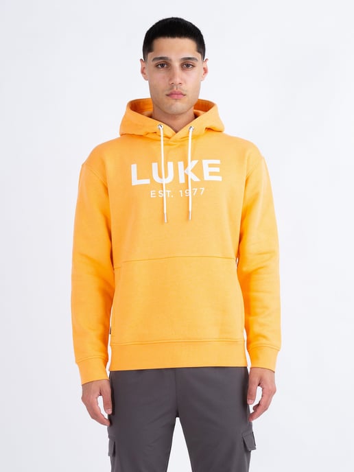 Luke 1977 Men's Grand Soft Cotton Relaxed Fit Overhead Hoodie in Orange - Image 2