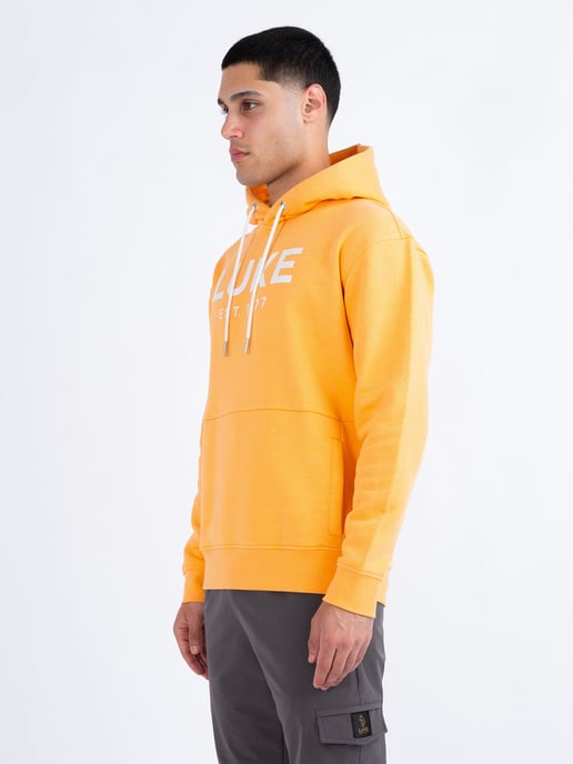 Luke 1977 Men's Grand Soft Cotton Relaxed Fit Overhead Hoodie in Orange - Image 3