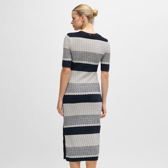 Women's Boss Etanah Structured-Stripe Dress in Tortoiseshell - Image 2