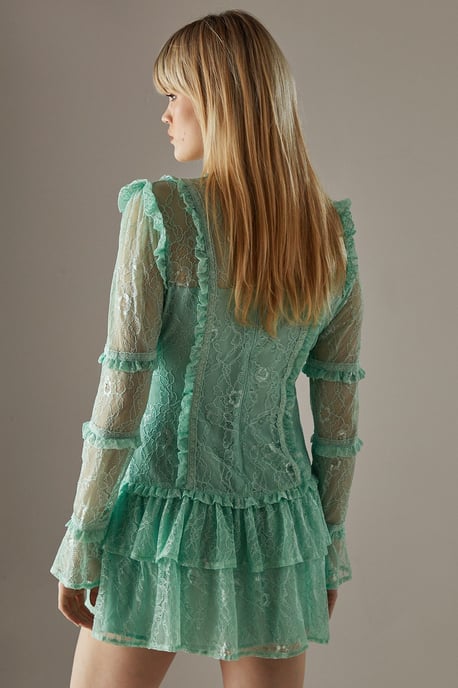 Lace Ruffle Insert Mini Dress - Image 3