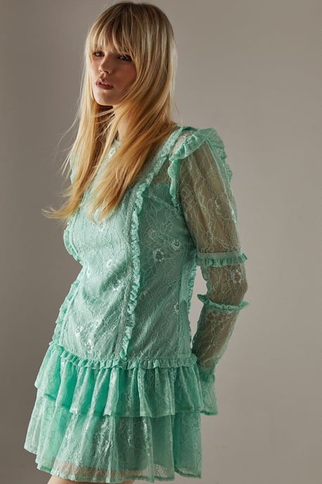 Lace Ruffle Insert Mini Dress - Image 4