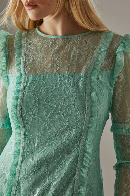 Lace Ruffle Insert Mini Dress - Image 5