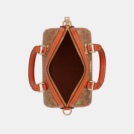 バッグ COACH Signature Mini Boston Bag orange Mini Rowan Crossbody in Signature Canvas with Orange Print