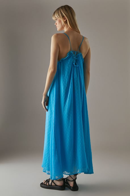 Marble Dobby Chiffon Halter Ruffle Maxi Dress - Image 3