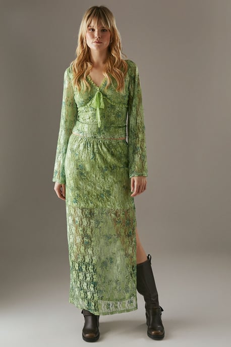 Printed Lace Maxi Skirt - Image 2