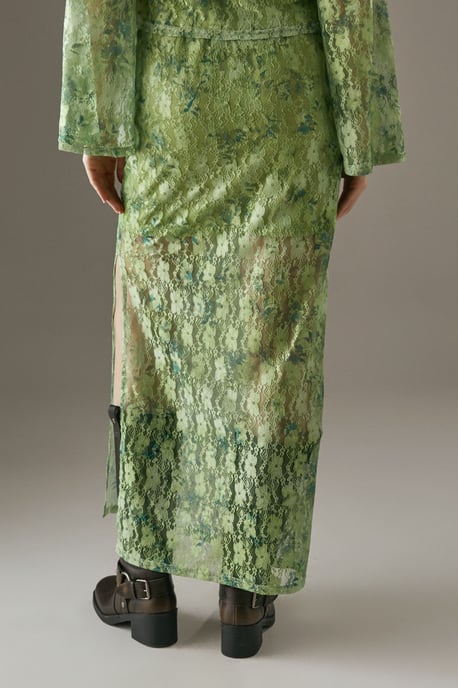 Printed Lace Maxi Skirt - Image 3