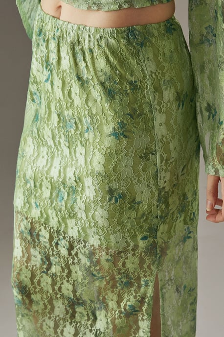 Printed Lace Maxi Skirt - Image 4